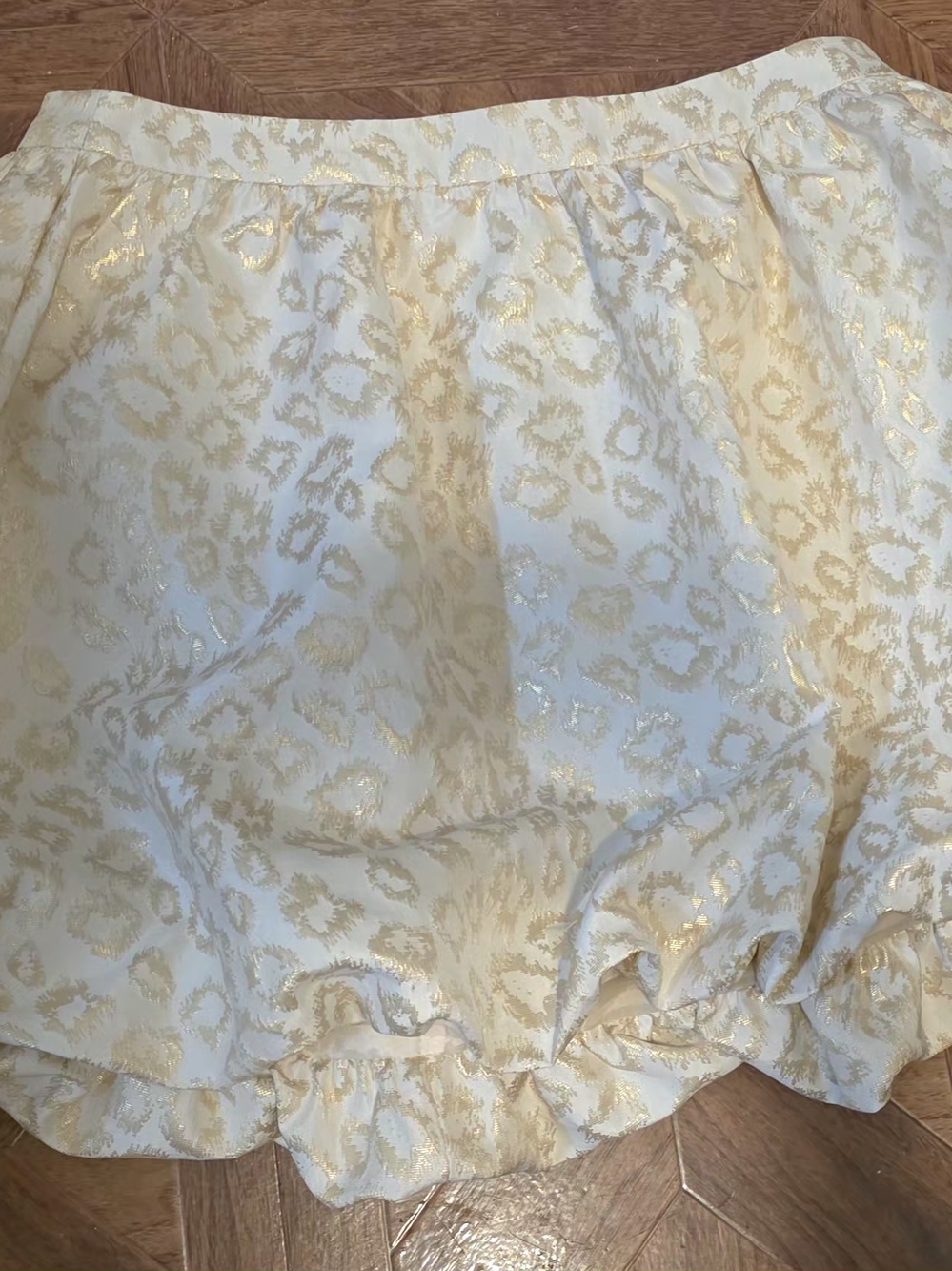 Lilly Pulitzer Cream and Gold Metallic Jacquard Bubble Skirt